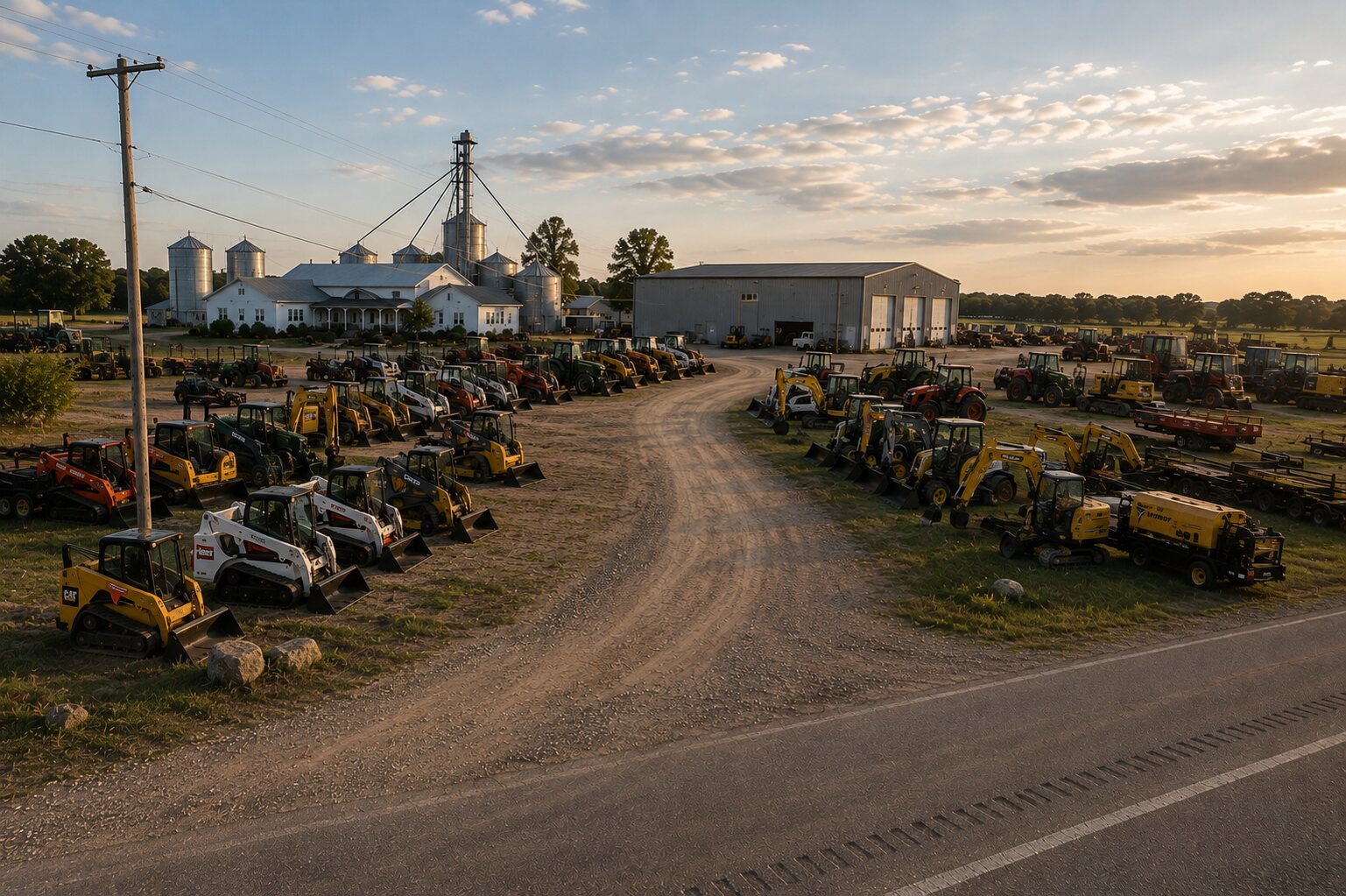 Jaworski Farms & Equipment yard with farm and construction machinery
